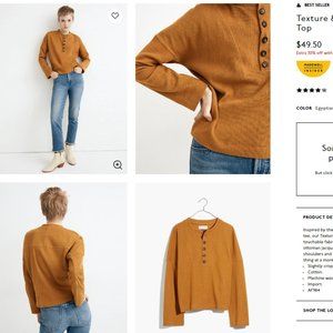 Madewell seamed henley top New w/Tag
